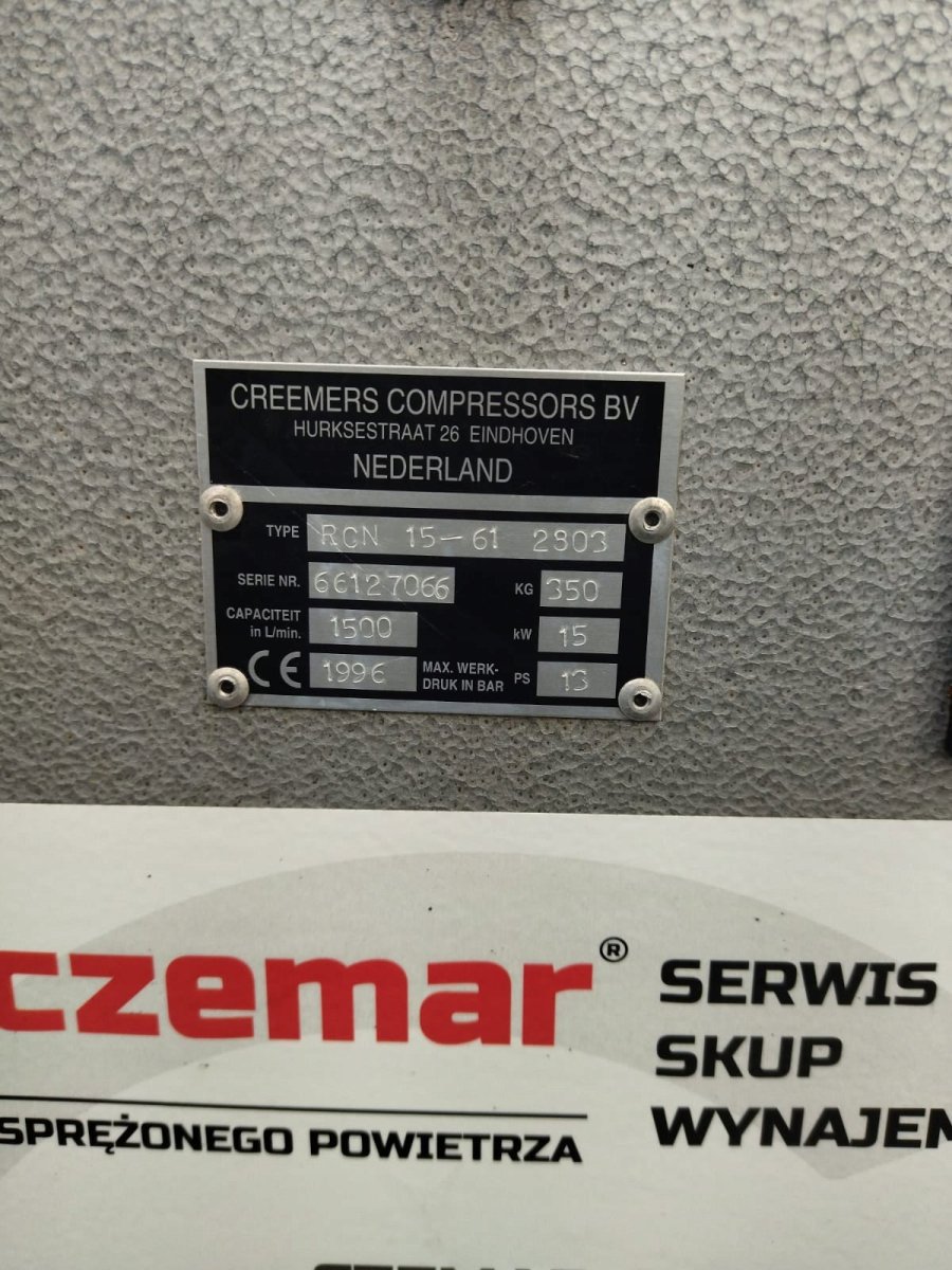 Kompresor Śrubowy 15kW 1,44m³/min 13 bar CREEMERS RCN 15 - 61 - Sklep Czemar