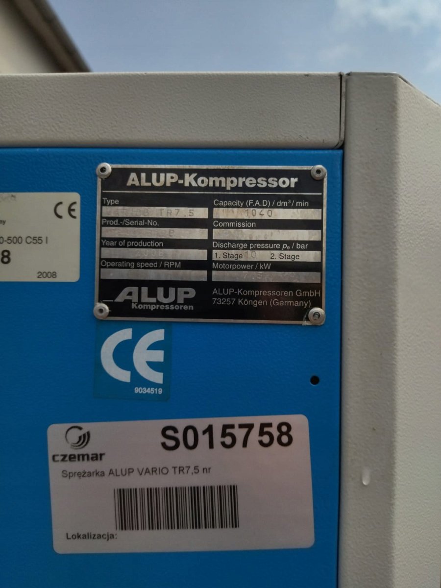 sprężarka śrubowa ALUP VARIO TR7.5 500L 1,04 m3/min 7,5 kW - Sklep Czemar