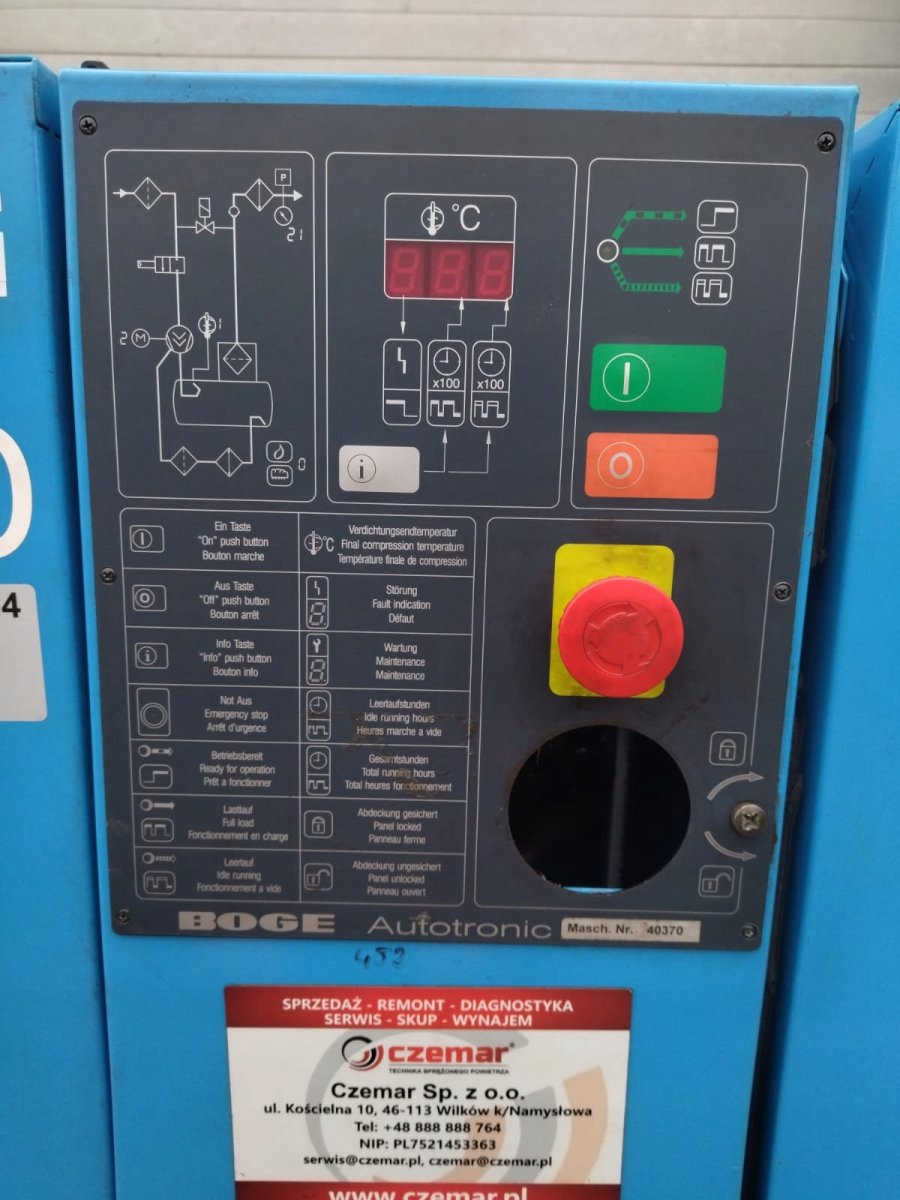 Kompresor Śrubowy BOGE S20 15kW 2,06m³/min 10 bar 2001r - Sklep Czemar