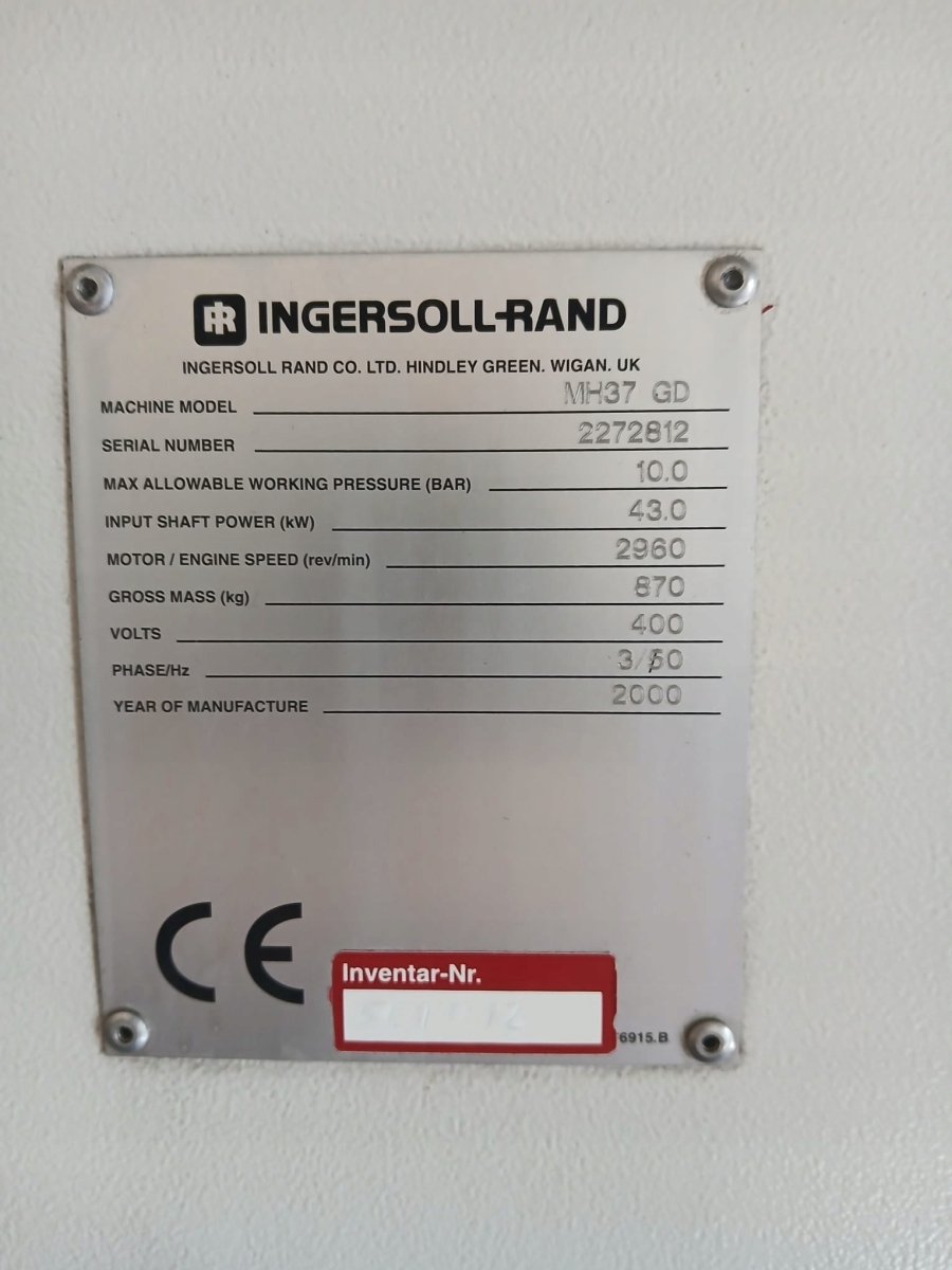 Kompresor Śrubowy Ingersoll Rand MH37 GD, 43kW, 10 bar - Sklep Czemar