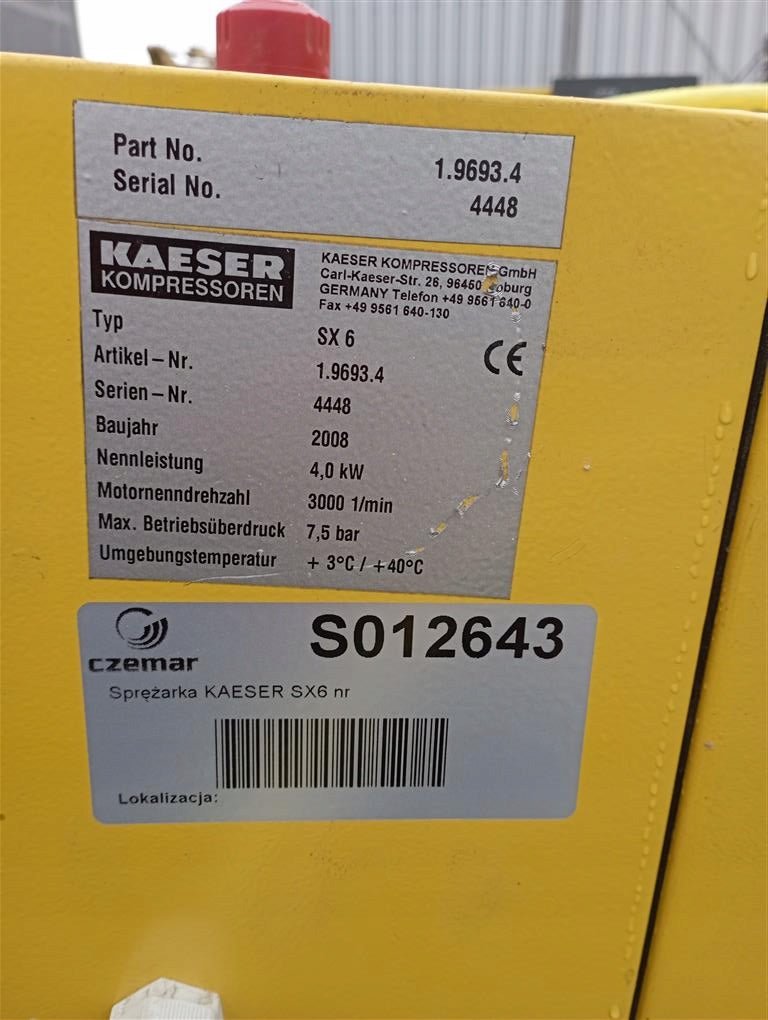 Kompresor Śrubowy KAESER SX6 4kW 0,75m3/min 7,5 bar - Sklep Czemar