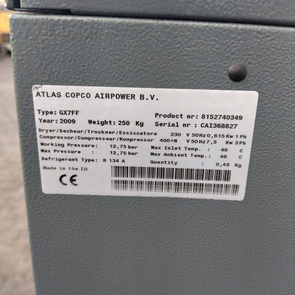 Kompresor Śrubowy z osuszaczem Atlas Copco GX7FF 7.5kW 1m3/min 12.75bar - Sklep Czemar