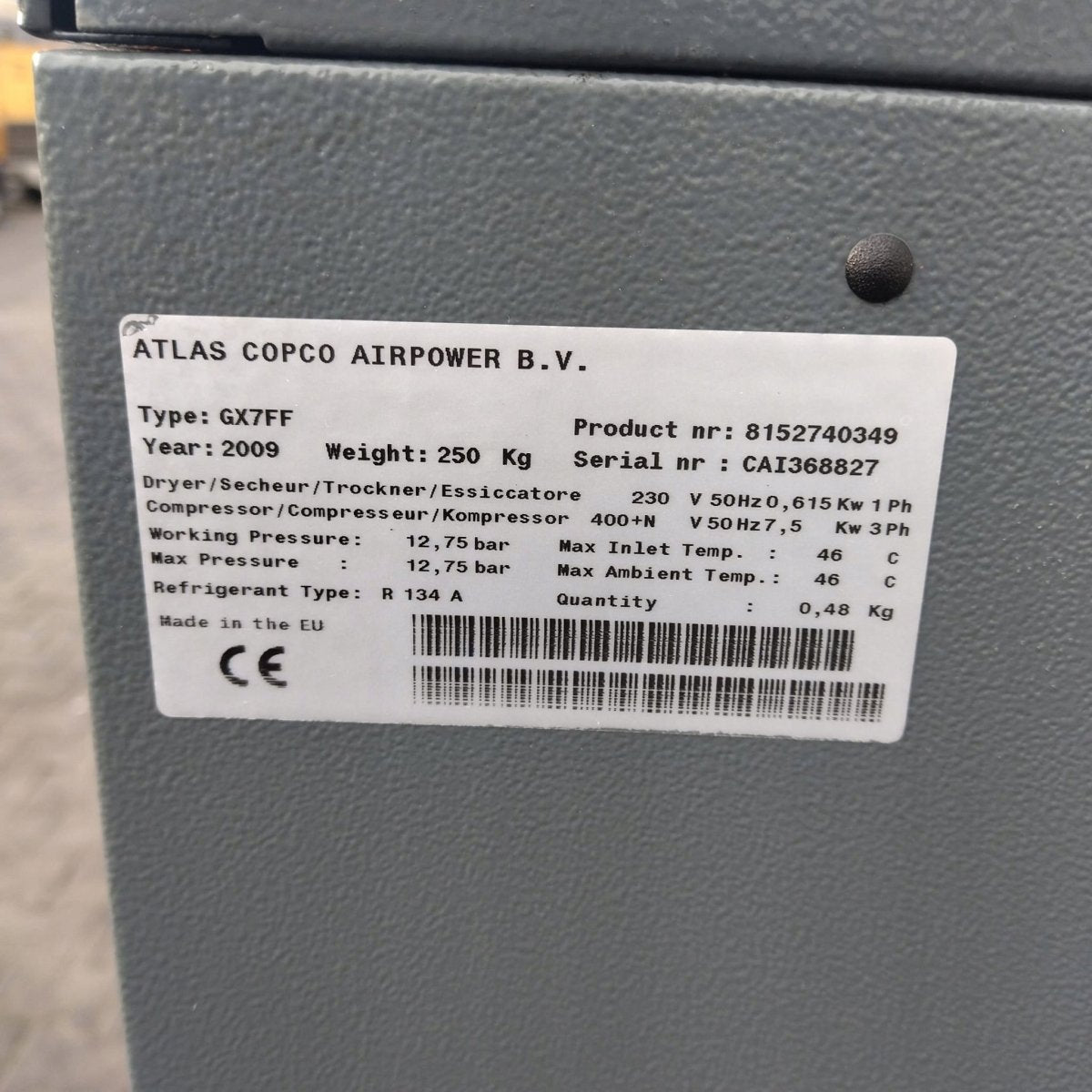 Kompresor Śrubowy z osuszaczem Atlas Copco GX7FF 7.5kW 1m3/min 12.75bar - Sklep Czemar