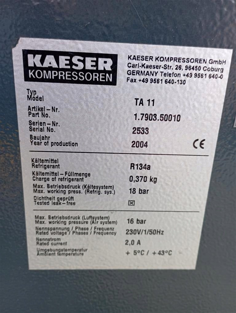 Osuszacz ziębniczy KAESER TA11 1250 L/min 16 bar 230V - Sklep Czemar