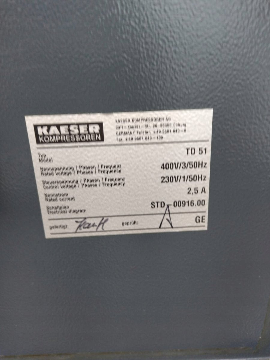 Osuszacz ziębniczy KAESER TD51 5650L/min 16 bar 0,97kW 2012r - Sklep Czemar