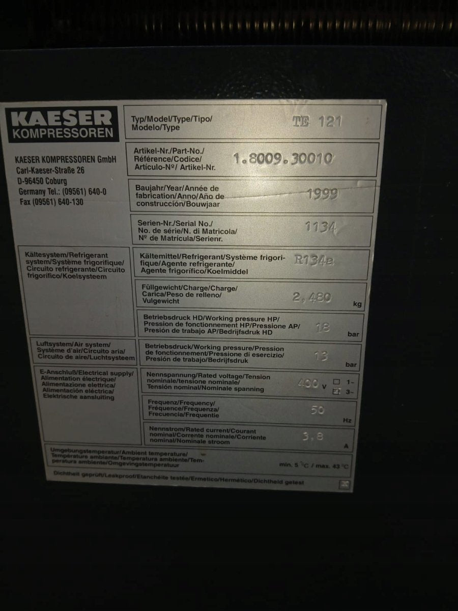 Osuszacz ziębniczy KAESER TE121 12700L/min 18 bar 1,45kW - Sklep Czemar