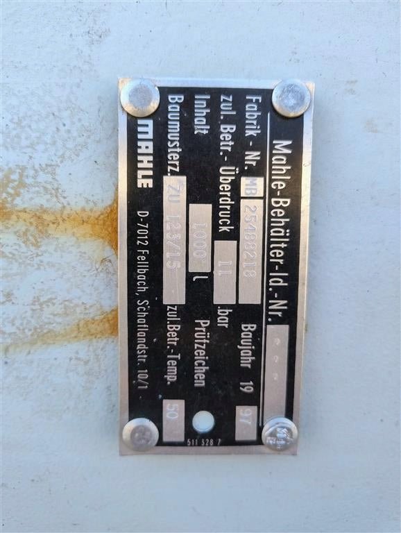 Zbiornik ciśnieniowy 1000L MAHLE BEHALTER 11 bar do sprężarki kompresora - Sklep Czemar