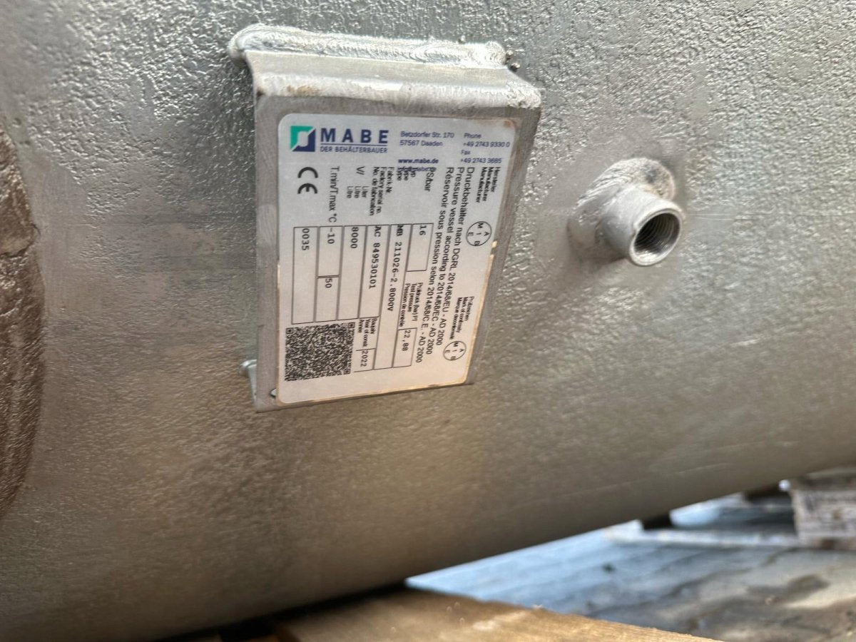Zbiornik ciśnieniowy MABE 8000 L 2022 rok 16bar używany SPRĘŻONE POWIETRZE - Sklep Czemar